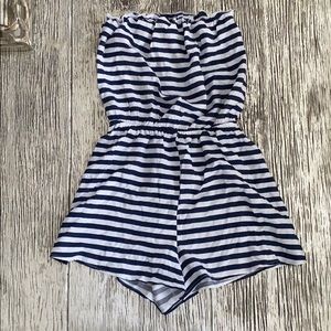 H&M Blue & White Stripe Strapless Romper